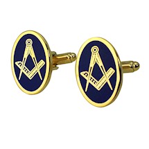 Oval Masonic Cuff Links wblue background