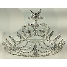 Amaranth Crown Silvertone w ALL White Rhinestones