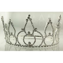 Rhinestone Crown Silvertone ALL White Rhinestones