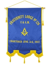 POLYESTER Masonic Banner w/ Emblem and Lodge Info