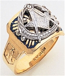 Masonic ring Enameled Round Front with S&C and "G" - 10KYG