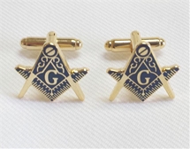 Masonic Cuff Links - Gold tone - Blue Background