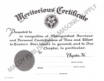 OES MERITORIOUS CERTIFICATE