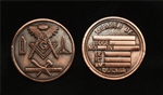 Masonic working tools 2 sided coin - No engraving