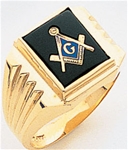 Master Mason ring with Square stone with S&C and "G"- 10K YG