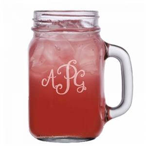 Monogram engraved Mason Jar