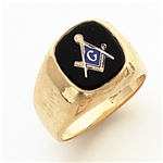 Master Mason ring Square stone & rounded edges with S&C and "G"- 10K YG