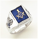 Master Mason ring with Square stone with S&C and "G"- Sterling Silver