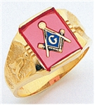 Master Mason ring Square stone with S&C and "G"- 10KYG