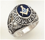 Master Mason ring Round stone with S&C and "G" - Sterling Silver