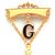 Past Master Swinger Jewel.10K YG. One curved bar with hanging G with Square & Compass, Quadrant & Sun.