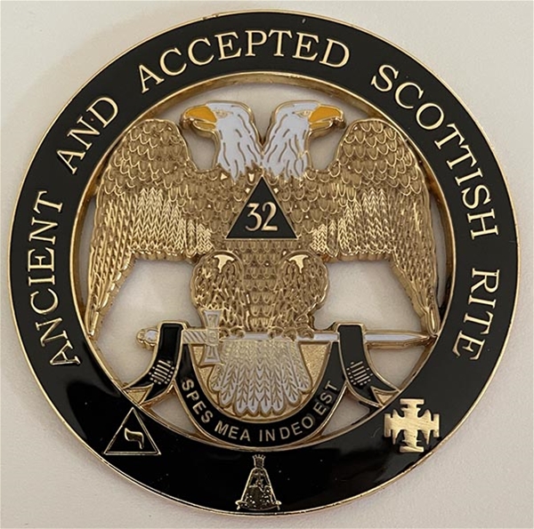 Scottish Rite 32* Wings Down  Cutout Auto Emblem