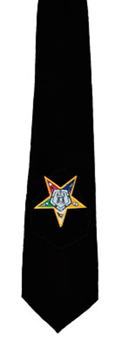 OES Tie - Black with Eastern Star