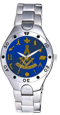 Past Master Watch w/ Working Tools around Blue Face