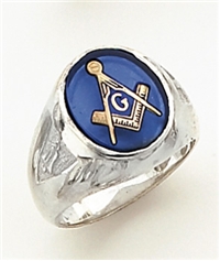 Master Mason ring Round stone with S&C and "G" - Sterling Silver